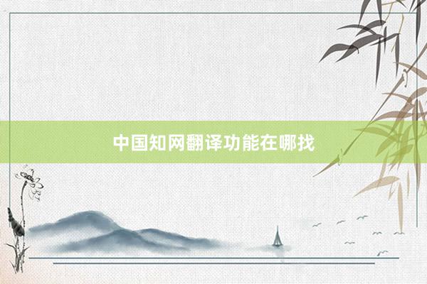 中国知网翻译功能在哪找