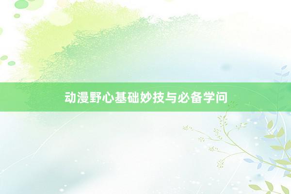 动漫野心基础妙技与必备学问